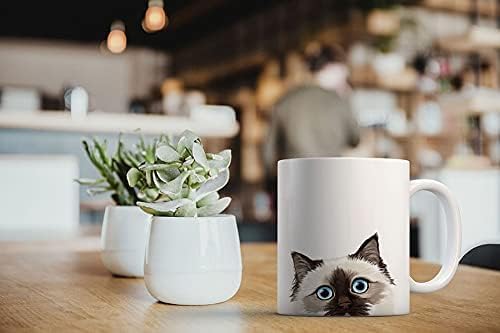 MUGBREW Chocolate Point Birman Cat Ceramic Coffee Mug Tea Cup, 11 OZ