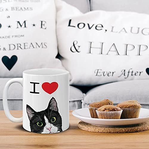 MUGBREW I Love Tuxedo Cat Ceramic Coffee Mug Tea Cup, 11 OZ
