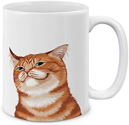 MUGBREW Cute Smirking Orange Tabby Cat Ceramic Coffee Mug Tea Cup, 11 OZ