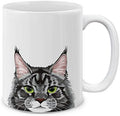 MUGBREW Black Silver Maine Coon Cat Ceramic Coffee Mug Tea Cup, 11 OZ
