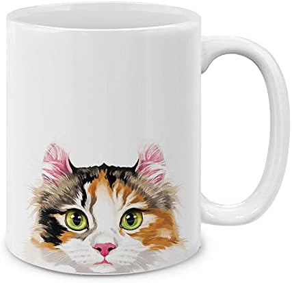 MUGBREW Calico American Curl Longhair Cat Ceramic Coffee Mug Tea Cup, 11 OZ