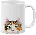 MUGBREW Calico American Curl Longhair Cat Ceramic Coffee Mug Tea Cup, 11 OZ