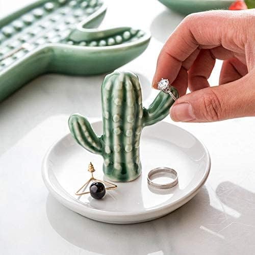PUDDING CABIN Cactus Gifts for Women Christmas, Cactus Ring Holder Dish, Birthday Gifts for Women Thanksgiving Xmas Valentine's Day, Decorative Cactus Decor, Home Decor