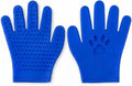 Pet Grooming & Hair Removal Gloves for Dogs & Cats, 2 Pairs Electrostatic Silicone Mitts with Soft Bristles, Enhanced 5-Finger Design for Pet Massage, Deshedding & Coat Care, Easy to Use & Clean(Blue)