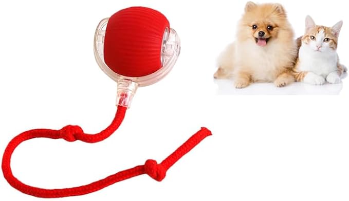 Interactive Rolling Dog & Cat Toy - Smart 360° Automatic Electric Ball, Chewable & Self-Rolling, Viral Fun for Indoor Pets, Stimulates Exercise & Play, Ideal for Dogs and Cats (Red)