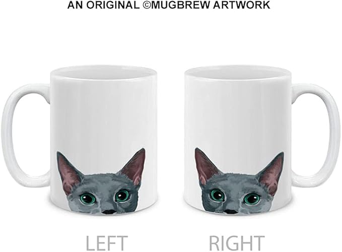 MUGBREW Russian Blue Cat Ceramic Coffee Mug Tea Cup, 11 OZ