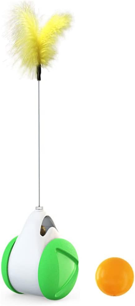 Alnicov Cat Toys Interactive Ball,Balanced Cat Toy with Ball for Indoor Cats Ball with Wheels Automatic Rotating Rolling Balls Balance Swing IQ Training Toy for Cats