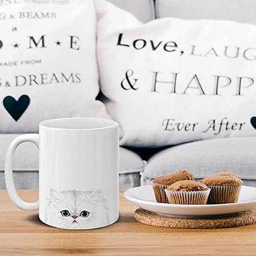 MUGBREW Snow White Persian Cat Ceramic Coffee Mug Tea Cup, 11 OZ