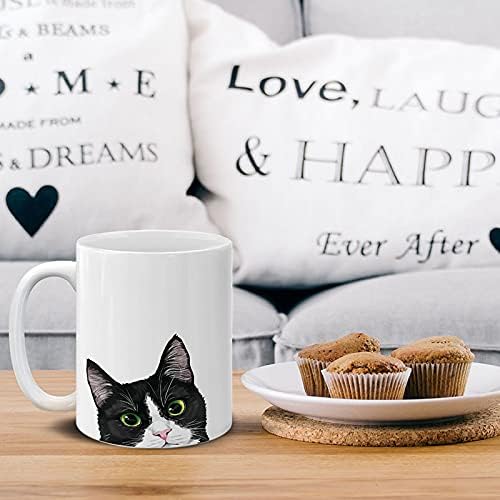 MUGBREW Tuxedo Cat Kitten Ceramic Coffee Mug Tea Cup, 11 OZ