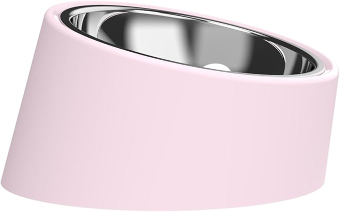 Pink Elevated Dog Bowl Set - 15° Tilted Slow Feeder (3 Sizes & 7 Colors), Anti-Choking Design with Non-Slip Base - BPA-Free for Small/Medium/Large Dogs (Pink, l)