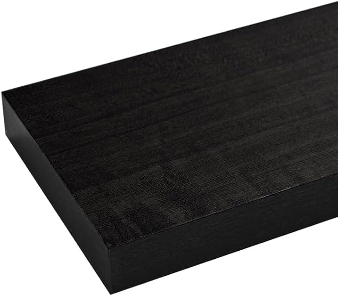 Floating Shelves for Wall, Bathroom Shelves Over Toilet, Wall Shelves & Book Shelf for Room, Hanging Shelf, Modern Wooden Wall-Mounted Small Floating Shelves, 12x7x1.5 in (Black, Set of 4)