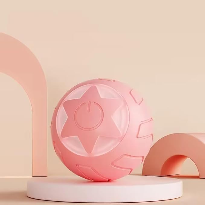 Generic Interactive Cat Toys Ball with LED Lights, Cat Toys, Automatic Moving Rolling Ball for Indoor Cats, Cat Automatic Toy (Pink-Star)