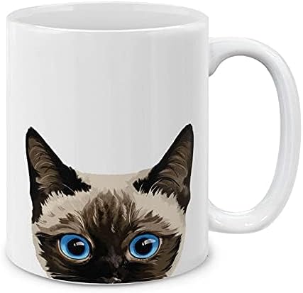 MUGBREW Siamese Kitten Cat Ceramic Coffee Mug Tea Cup, 11 OZ