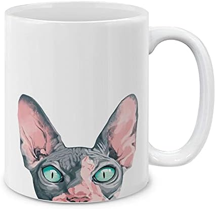MUGBREW Sphynx Kitten Cat Ceramic Coffee Mug Tea Cup, 11 OZ