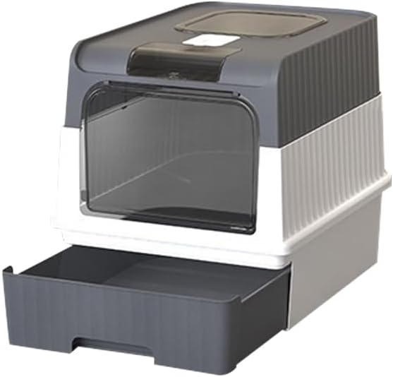 Cat Litter Box, Fully Enclosed, Odorless, Capacity Premium Cat (BY-4202) (Gray)