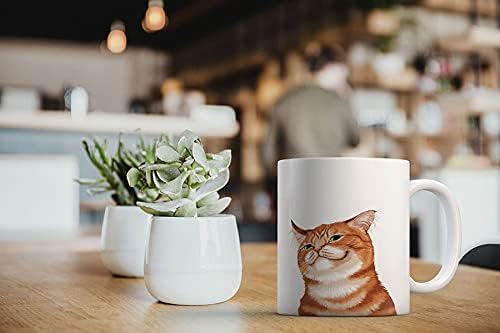 MUGBREW Cute Smirking Orange Tabby Cat Ceramic Coffee Mug Tea Cup, 11 OZ