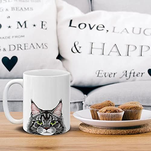 MUGBREW Black Silver Maine Coon Cat Ceramic Coffee Mug Tea Cup, 11 OZ