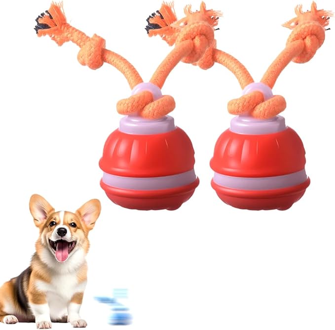 Interactive Dog Toys, Smart Touch-Activated Automatic Rolling Bouncing Ball, USB Rechargeable, Suitable for Cats & Small to Medium Puppies (Orange 2pcs)