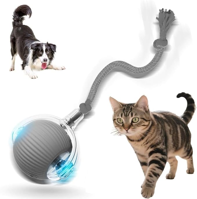 Interactive Cat Toys for Indoor Cats, 2026 New Motion Activated Cat Balls with 360° Smart Automatic Rolling Moving for Bored Pet Cats Dogs (Grey)