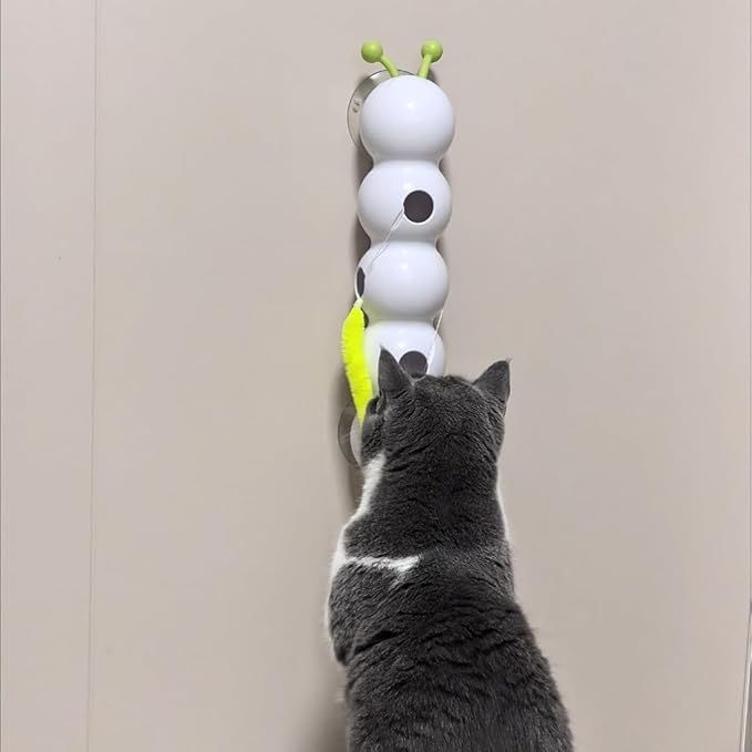 Caterpillar Cat Toy, Interactive with Worm Design, Automatic Cat Toy with Motion Sensor, Replaceable Tails Bite Resistant USB Rechargeable Teaser with Suction Cup,Indoor Cats for Daily Play