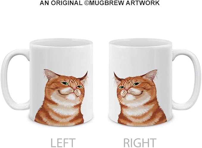 MUGBREW Cute Smirking Orange Tabby Cat Ceramic Coffee Mug Tea Cup, 11 OZ