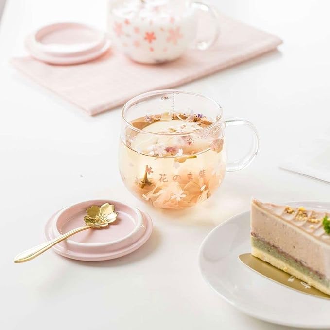 Sakura Cup, Creative Sakura Mug, Cute Heat-resistant Mug, Borosilicate Glass Coffee Cup, Transparent, Gift(Color: Pink D, Size: 3 Piece Set)