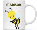 Andaz Press Personalized 11oz. Kids Milk Hot Chocolate Mug, Busy Bee Posture 2, 1-Pack, Custom Child’s Birthday Christmas Coffee Cup