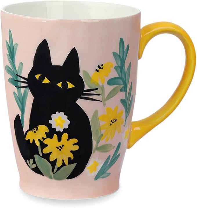 NymphFable Cat Mug Large Ceramic Coffee Mug with Handle 100% Hand Painted Christmas Gift 600ml/20oz