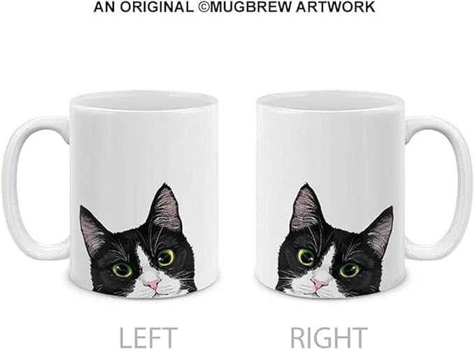 MUGBREW Tuxedo Cat Kitten Ceramic Coffee Mug Tea Cup, 11 OZ