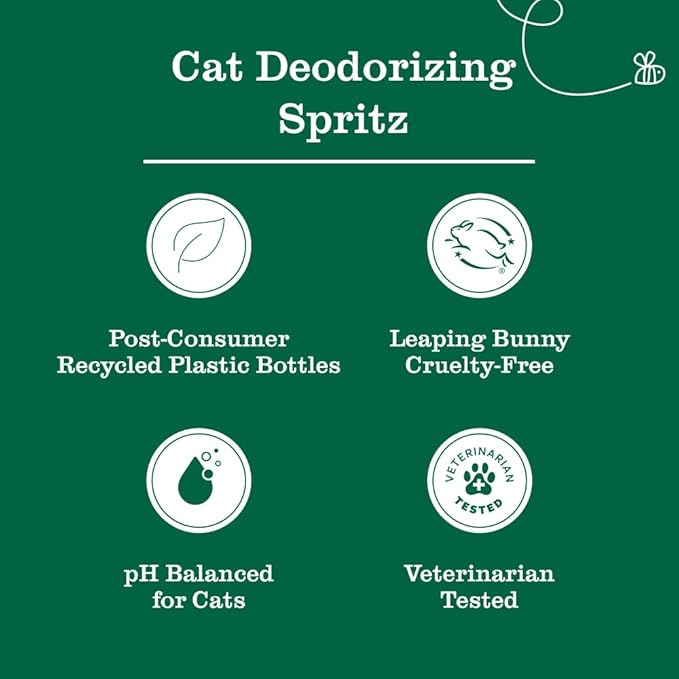 Mrs. MEYER'S Clean Day Cat Care Kit, includes Cat Deodorizing Spritz - White Peach and Pet Stain & Odor Fighter - Coconut Leaf