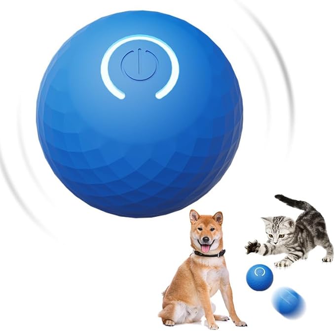 Drkicsy Automatic Moving Dog Toy Ball, Interactive Pet Balls USB Rechargeable Bouncing Ball, Electric Dog Toys Rolling Balls for Cat, Puppy, Small Medium Dogs (A_Blue)