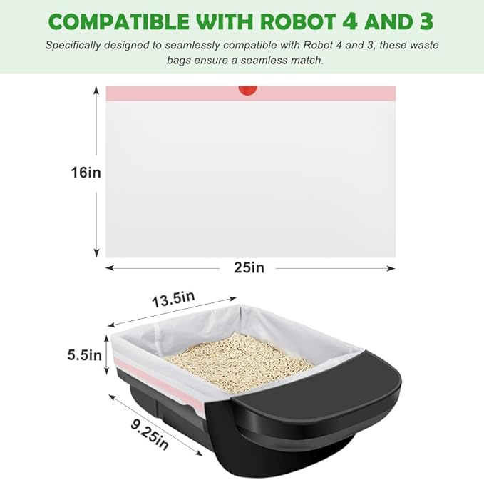 SZEE 60 Pack Automatic Litter Box Waste Bags, Drawstring Litter Box Liners