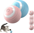 Interactive Cat Ball Toy, 2025 Upgrade Rechargeable Cat Toy Smart Rolling Cats Balls with LED Lights, Automatic Self Moving Ball Electric Rotating Self-Rolling Smart Moving Balls (Pink+Blue)