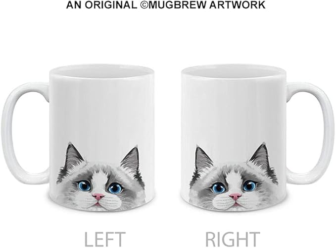 MUGBREW White Silver Point Ragdoll Cat Ceramic Coffee Mug Tea Cup, 11 OZ