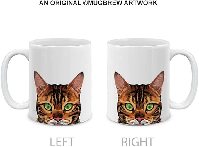 MUGBREW Spotted Brown Bengal Cat Ceramic Coffee Mug Tea Cup, 11 OZ