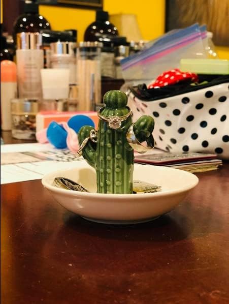 PUDDING CABIN Cactus Gifts for Women Christmas, Cactus Ring Holder Dish, Birthday Gifts for Women Thanksgiving Xmas Valentine's Day, Decorative Cactus Decor, Home Decor