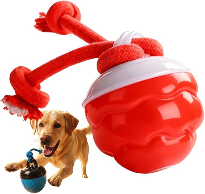 Interactive Dog Toys, 2026 Upgrade Touch Activated Bouncing Jumping Dog Ball Automatic Electric Rolling Balls with Rope, Rechargeable Rolling Chasing Toy for Indoor Outdoor Play (Red)