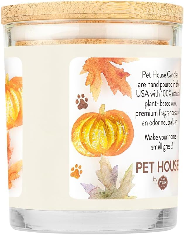 One Fur All Pet House Soy Candles, Clean Burning, Plant-Based Scented Candles for Pet Odor, Pumpkin Spice, 4 Pack
