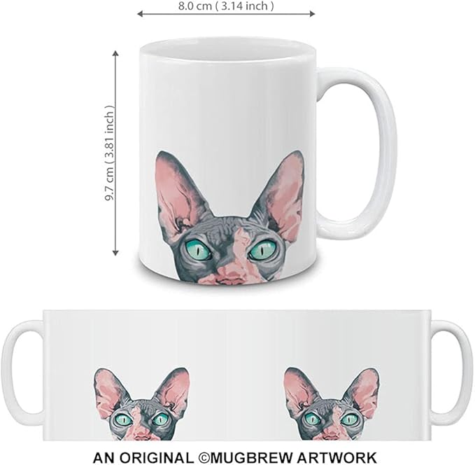 MUGBREW Sphynx Kitten Cat Ceramic Coffee Mug Tea Cup, 11 OZ
