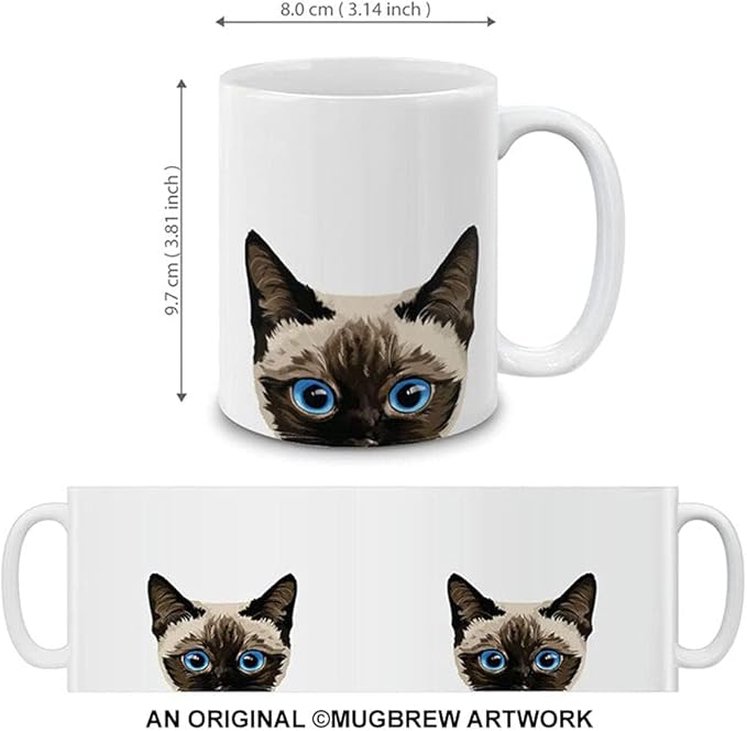 MUGBREW Siamese Kitten Cat Ceramic Coffee Mug Tea Cup, 11 OZ