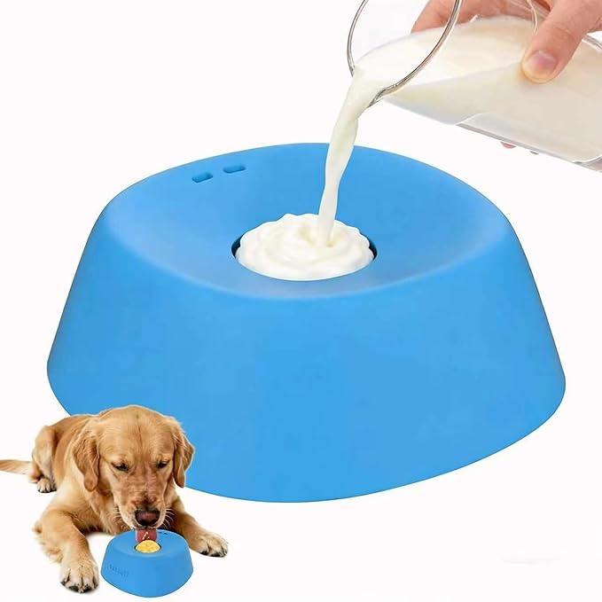 Spherical Slow-Eating Pet Liquid Bowl, Anti-Slip Slow-Eating Bowl for Licking, Used for Feeding Wet Food, Water and Snacks, Suitable for Dogs and Cats, Four Colors Licking Toys (Black, White Ball)