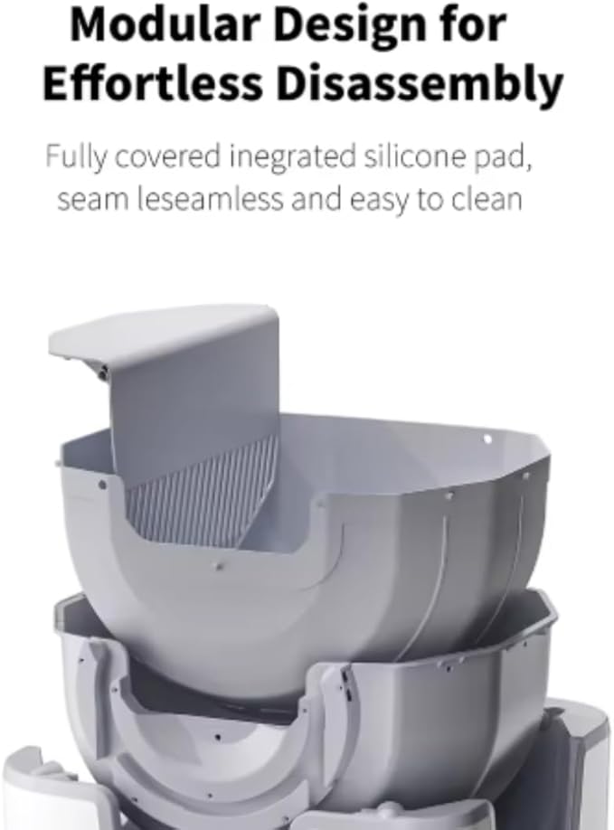 F6 Self-Cleaning Litter Box - Open-Top Automatic Cat Litter Box with Odor Control, Safety Features, and Easy Maintenance