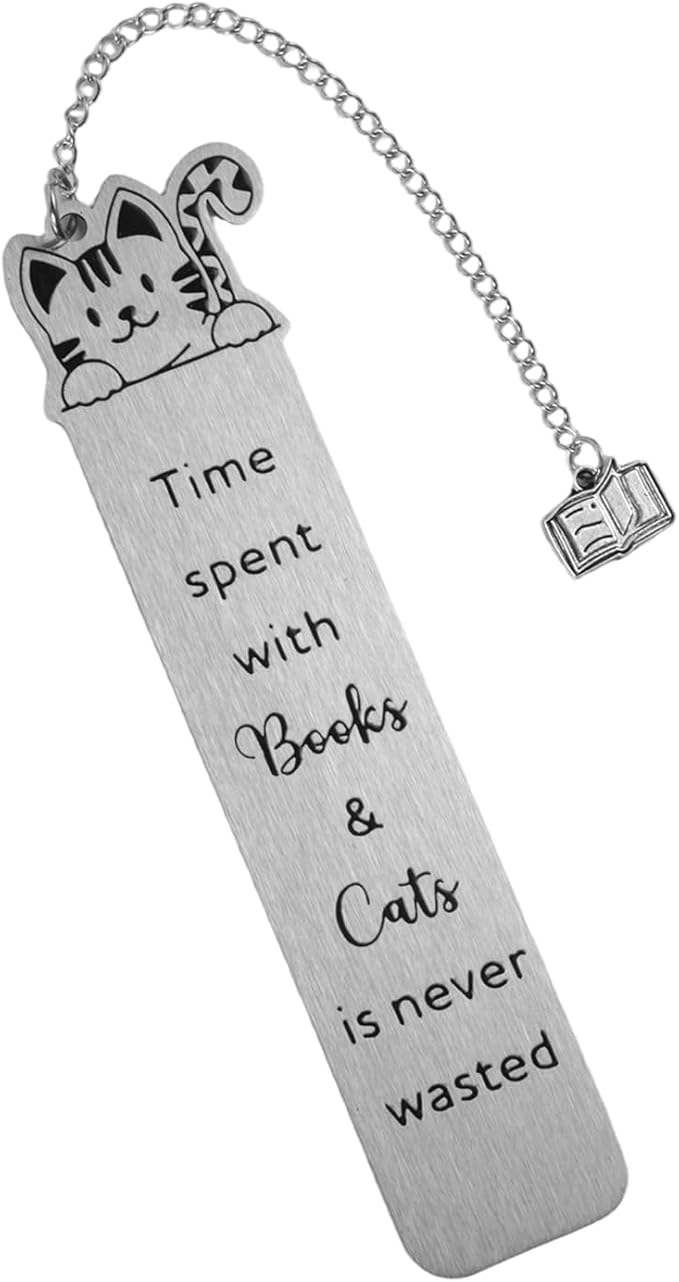 Cat Bookmark for Women, Cute Metal Bookmark with Book Charm Pendant for Book & Cat Lovers Women Men Readers Teens Kids Girls Boys