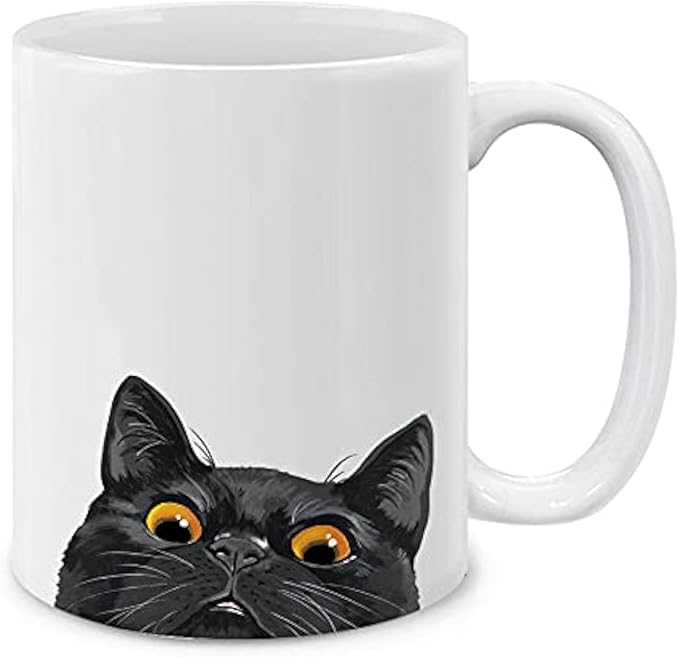 MUGBREW Black Bombay Kitten Cat Ceramic Coffee Mug Tea Cup, 11 OZ