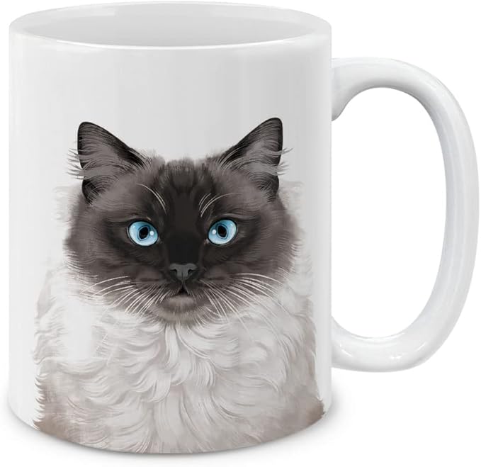 MUGBREW Cute Seal Point Ragdoll Cat Ceramic Coffee Mug Tea Cup, 11 OZ