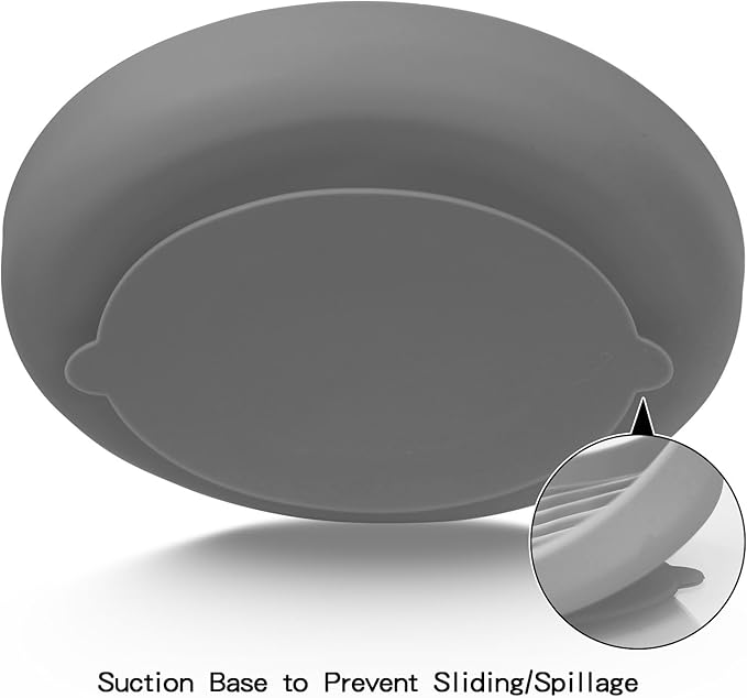 Slow Feeder Dog Bowls, Silicone Food Bowl Anti-Gulping, Pets Puppy Slow Feeder with Suction Cups, Dishwasher Microwave Safe for All Small Medium Dogs, Wave Design Grey