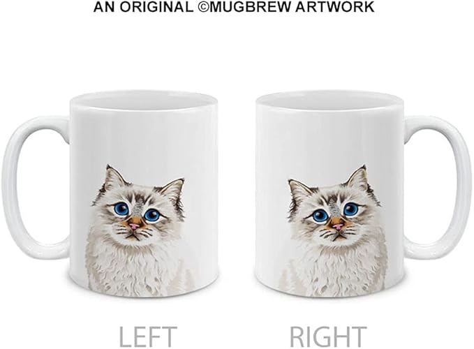 MUGBREW Cute Seal Lilac Tabby Point Birman Cat Ceramic Coffee Mug Tea Cup, 11 OZ