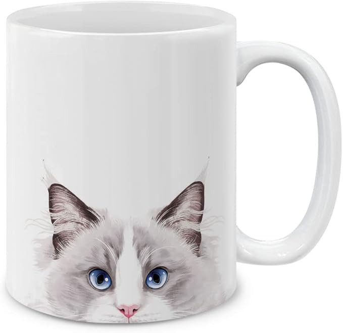 MUGBREW Lilac Ragdoll Cat Ceramic Coffee Mug Tea Cup, 11 OZ