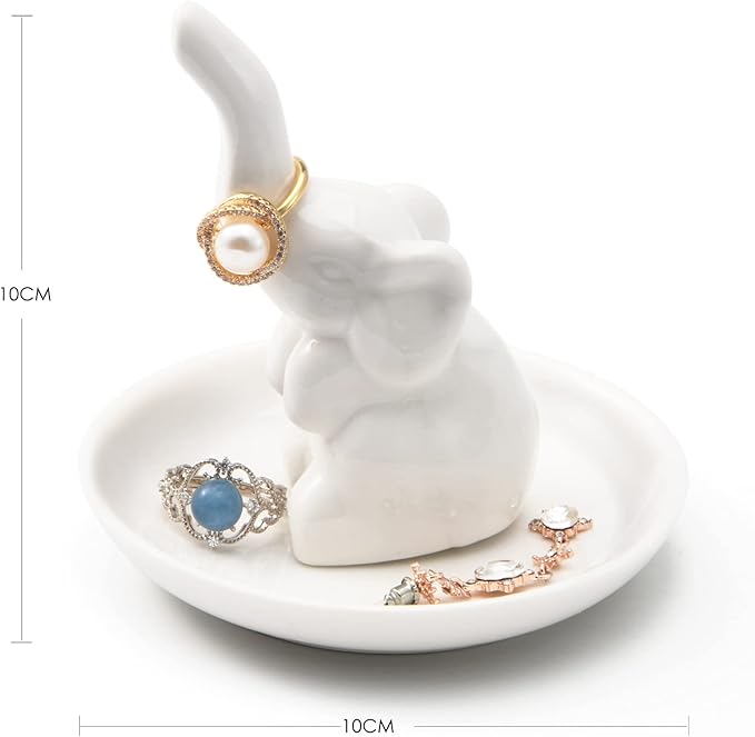 PUDDING CABIN White Elephant Gifts for Women, Wedding Ring Holder Dish, Elephant Gifts for Women Mom Friends, Aunt, Sisters, Birthday Engagement Bridal Shower Mothers Day Xmas Gift