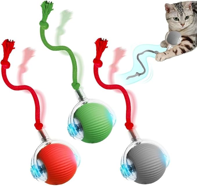 2026 New Interactive Rolling Cat Ball Toy, Automatic Moving Cat Balls, Smart Automatic Rolling Ball Toy Electric Dog Balls for Bored Cats Dogs (Mix 3PCS)